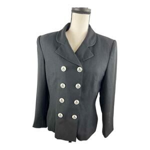 Women's Kasper & Company ASL Lined Jacket Black Double Breasted Blazer Size 8